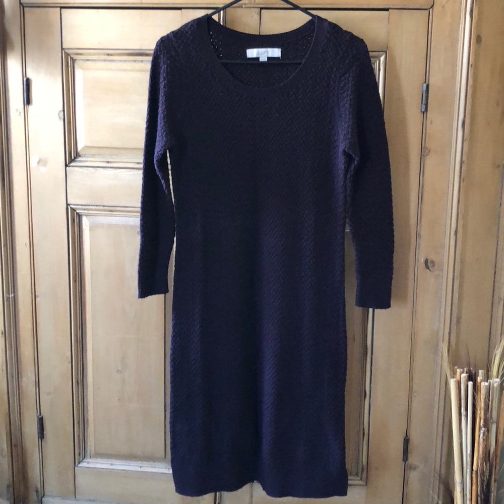 LOFT sweater knit deep purple dress-S